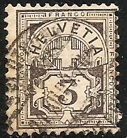 Switzerland   70 Used 1881 3c gray brown Numeral CV $12.00