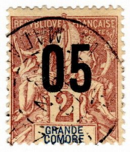 (I.B) France Colonial Postal : Grande Comore 5c on 2c OP