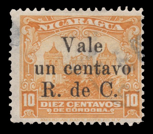 NICARAGUA POSTAL TAX  STAMP 1922. SCOTT # RA10. USED.# 7
