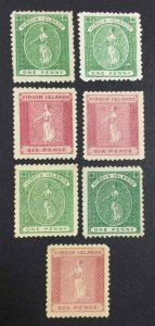 MOMEN: VIRGIN ISLANDS SG #1-7 1866 NO WMK MINT OG H £540 LOT #64231