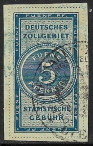 GERMANY 1880-87 5pf Statistical Fees Revenue IMPERF Cut Square Erler No.AF1v VFU