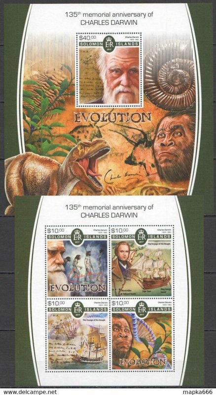 2017 Solomon Islands Dinosaurs Charles Darwin Evolution #4797-01 1+1 ** Ls811