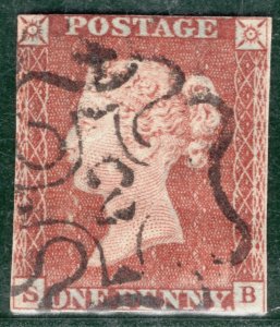 GB QV 1841 PENNY RED Imperf SG.8  London NUMBER *2* MALTESE CROSS c£180 BLRED141