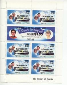 1985 Nevis Caribbean Royal Visit Ovprnt FS (Scott 453-4) MNH