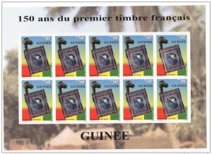 1999 Guinea Mi. 2464 ND small sheet first French stamp hologram hologram-
