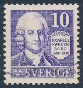 Sweden Scott 264 (Fa 259C), 10ö violet Swedenborg, VF Used