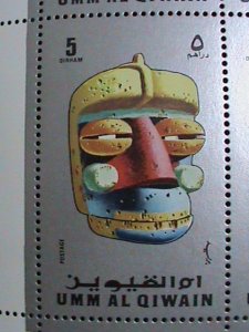 ​UMM AL QIWAIN STAMP- AFRICA FAMOUS MASKS LARGE MNH BLOCK OF 4 SET VF