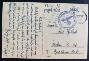 1940 U Boat submarine Sailor Feldpost Germany RPPc Postcard Cover To Berlin