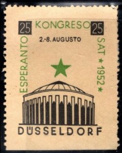 1952 Germany Poster Stamp 25th Esperanto Congress SAT Dusseldorf 2-8 August
