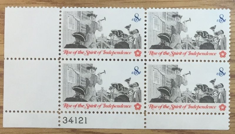 US #1477 Plate Block MNH Rise of the Spirit of Independence 8c