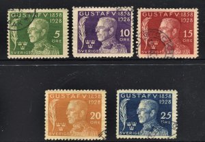 STAMP STATION PERTH Sweden #B32-B36 Used Set King Gustav V  - CV$25.00