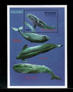 Djibouti 2000 - Marine Life Whales - Souvenir Stamp Sheet - Scott #811 - MNH