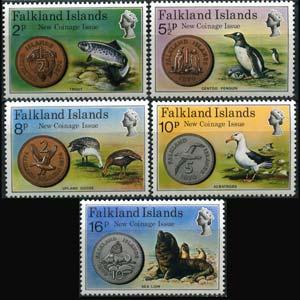 FALKLAND IS. 1975 - Scott# 245-9 New Coinage Set of 5 NH