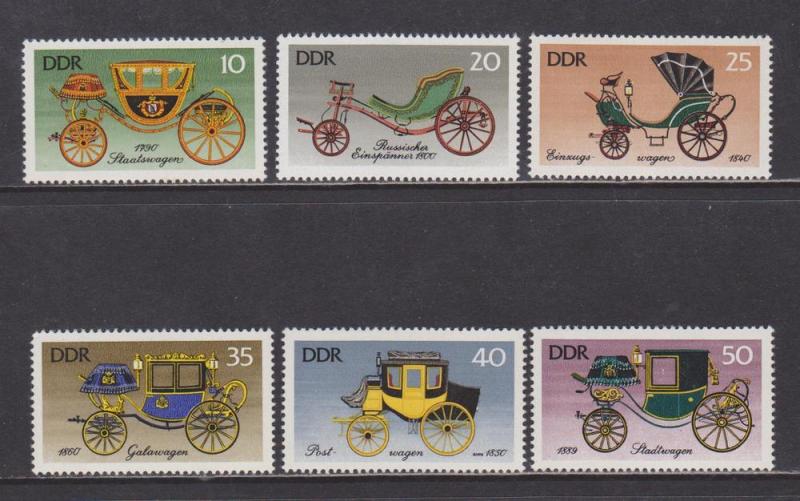 German DDR Scott # 1741-46 Historic Coaches  1976 MNH