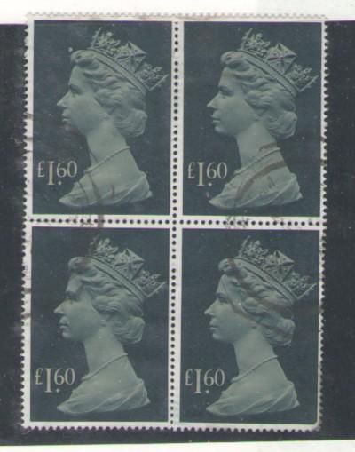 Great Britain Sc MH174 1987 £1.6 QE II Machin block of 4 used