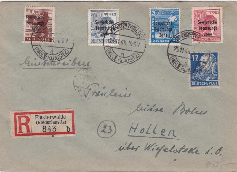 Germany Soviet Zone 1948 Finsterwalde to Hollen  stamps cover  R20720