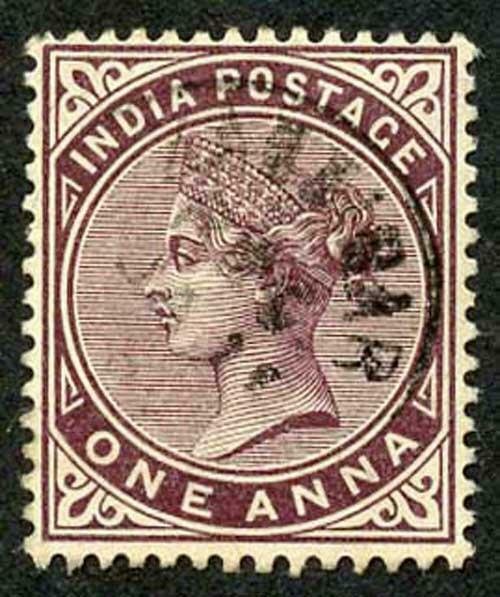 Zanzibar SGZ83 1882-90 India 1a Brown-purple with CDS (type Z6) Used