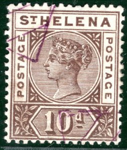 ST HELENA QV Stamp SG.52 10d Brown (1896) Used {samwells}BLUE143