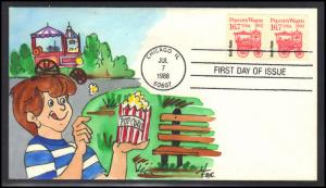 M Fox 2261 16.7c Popcorn Wagan Pair FDC (Cachet-U/A) Box0575