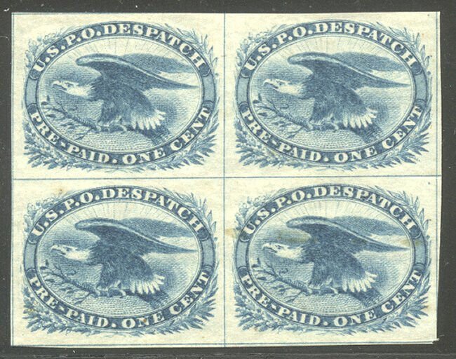 U.S. #LO2 SCARCE Mint NH BLOCK - 1851 1c Blue