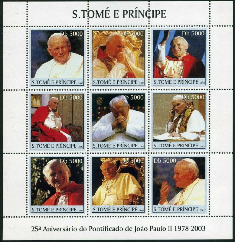 St Thomas & Prince 1451-1452 ai,1453-1454 sheets,MNH. Reign of Pope John Paul II