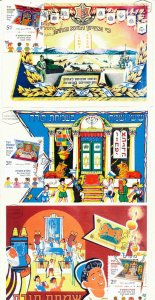 ISRAEL 2014 NEW YEAR FESTIVALS SIMCHAT TORAH FLAGS STAMPS SET OF MAXIMUM CARDS