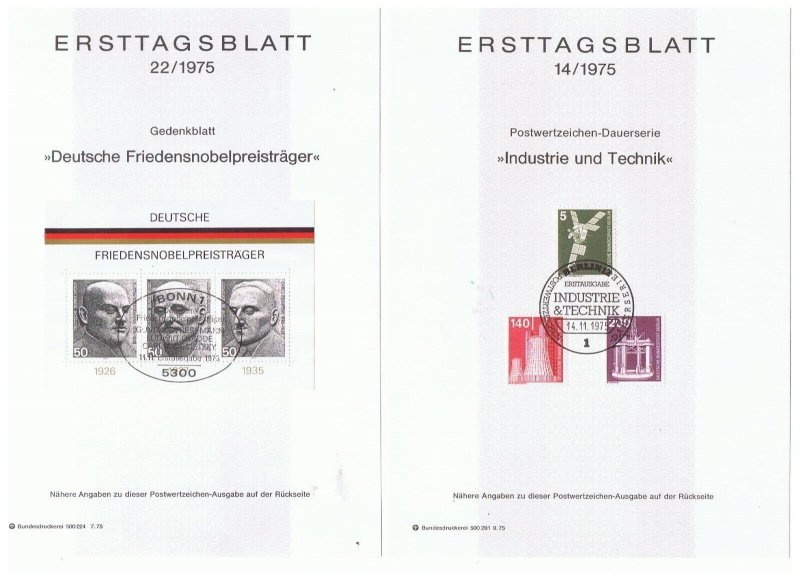 6 German Ersttagsblatt from 1975