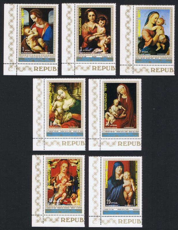 Eq. Guinea Paintings Madonnas Christmas 4v Corners with margins SC#7223-31