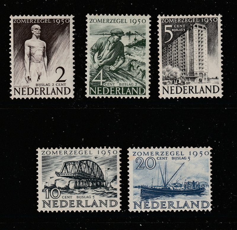 Netherlands x 5 of the 1950 Relief Fund set MH