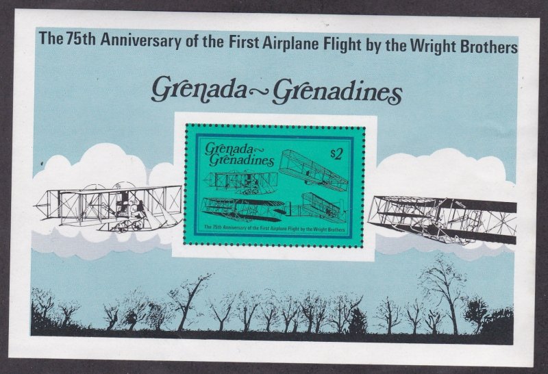 Grenada Grenadines # 289, Powered Flight 75th, Souvenir Sheet NH, 1/2 Cat.