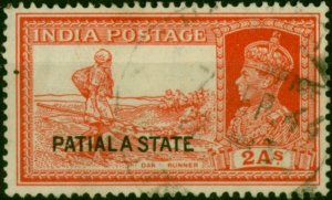 Patiala 1937 2a Vermilion SG84 Fine Used (2)