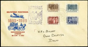 Netherlands Stamps #336-9 1952 Cachet First Day Cover