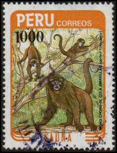 Peru 818 - Used - 1000s Yellow-tailed Woolly Monkey (1984) (cv $3.00)