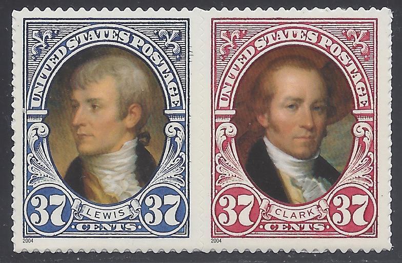 #3855-3856 37c Lewis & Clark Attached Booklet Pair 2004 M...