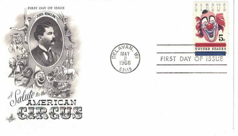 #1309, 5c American Circus, 2 diff. cachets