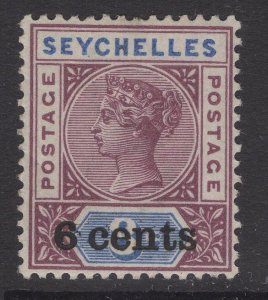 SEYCHELLES SG40 1901 6c on 8c BROWN-PURPLE & ULTRAMARINE MTD MINT