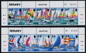 Jersey 848a, 853a top strips MNH Yachting