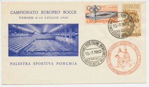 Cover / Postmark Italy 1960 European Championship Bocce Torino 1960