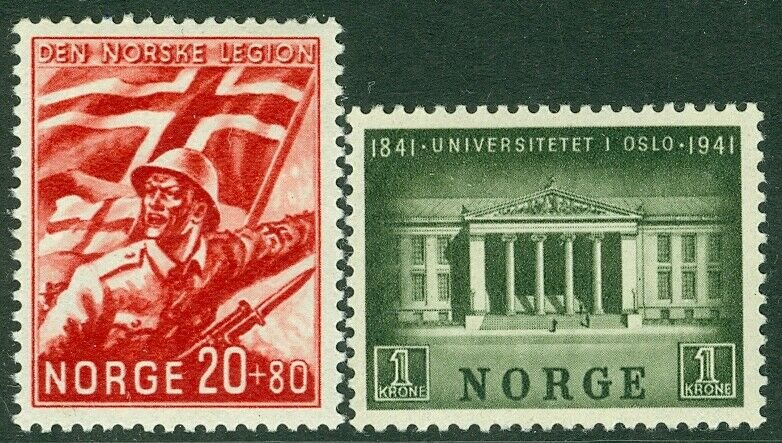 EDW1949SELL : NORWAY 1941 Scott #246, B24 Both Fresh & Very Fine, MNH. Cat $200