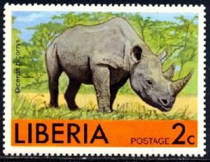 Rhinoceros, African Animal, Liberia stamp SC#763 MNH