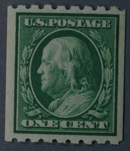 United States #390 MNH VF One Cent Franklin Coil Perf 8.5 Gum Very Fine