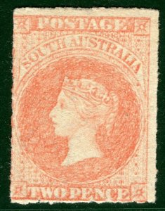 SOUTH AUSTRALIA QV Stamp SG25 2d (1863) Variety DOUBLE ROULETTE Mint LMM EBLUE60