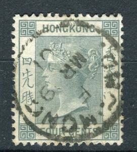 HONG KONG; 1882-96 early QV Crown CA issue fine used 4c. value
