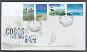 Cocos (Keeling) Is. Scott 356-9 FDC - Island Boats