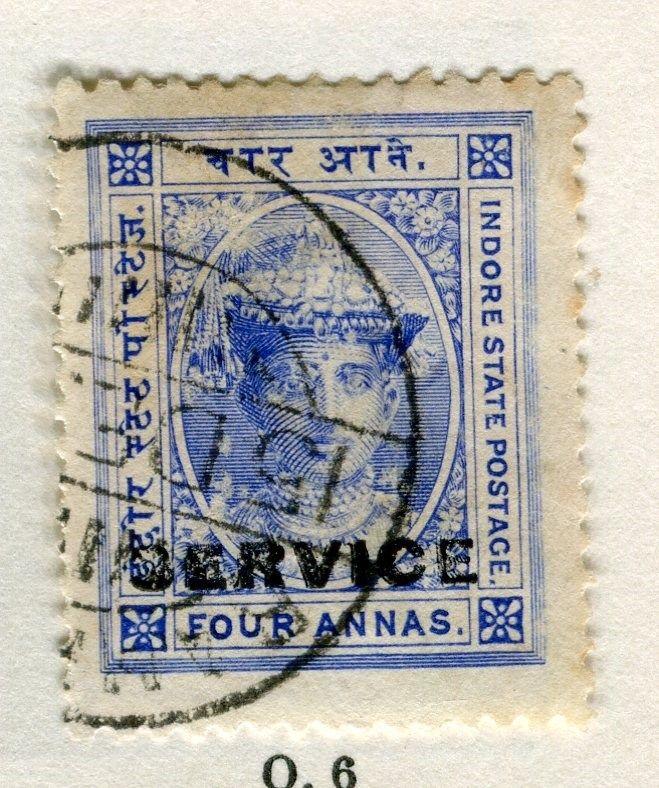 INDIA JAIPUR;  1904-6 early SERVICE Optd. issue fine used 4a. value