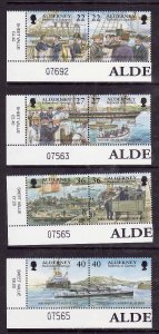 Alderney-Sc#176-83- id7-unused NH set-Military-Ships-Garrison Island-2001-