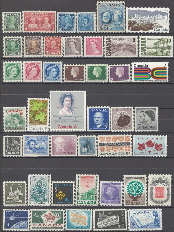 COLLECTION LOT OF #1573 CANADA 44 MNH STAMPS 1935+