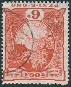 Tonga 1897 6d red Wmk inverted SG47 used