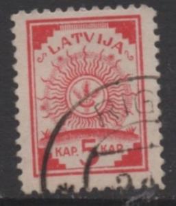 Latvia   Scott#  2  used  map  on back
