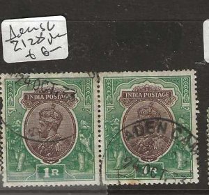 ADEN INDIA USED IN    SG128   KGV  1R  PAIR   ADEN CAMP  CDS    VFU   P1222H